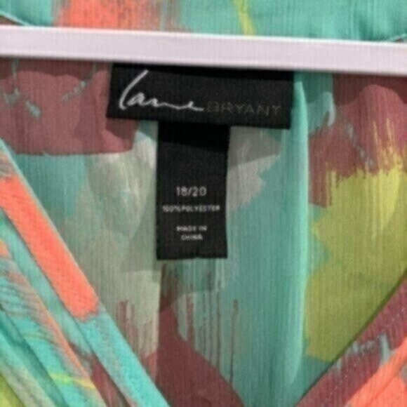 Lane Bryant Floral Chiffon Top Casual V Neck Semi Sheer Long Sleeve - Picture 5 of 7